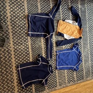 Lands' End Kids' Rash Guard Set - Navy, Orange, Blue
